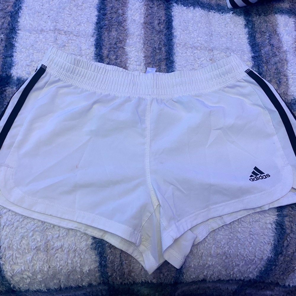 White adidas athletic short